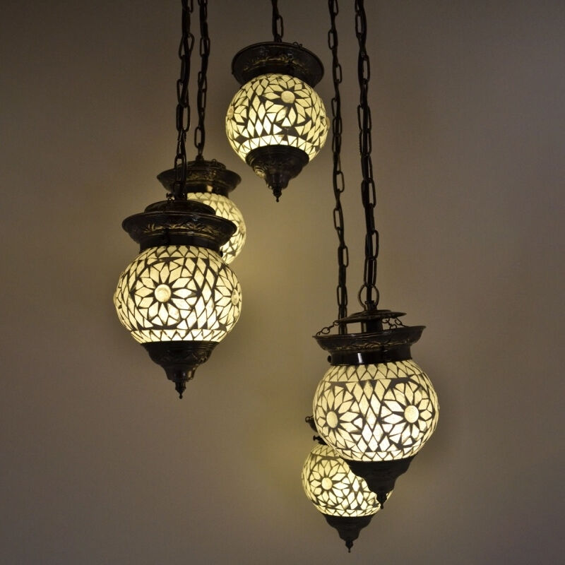 Mozaikowa orientalna lampa wisząca przezroczysta, Amir