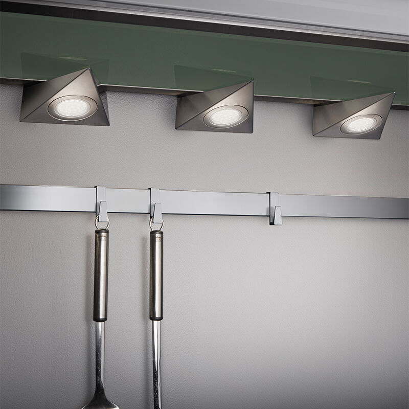 Niklowy oświetlenie szafek kuchennych metalowy, Zerdali, 3W, 3000K LED, z przełącznik