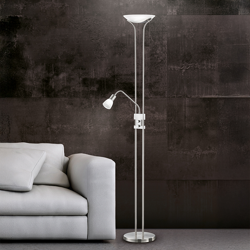 Niklowa lampa stojąca klasyczna, Selin, 4,5W, 3000K LED, z przełącznik