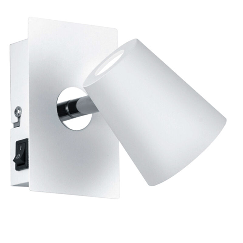 Biały reflektor ścienny szklany, Laysha, 6W, 3000K LED, z przełącznik