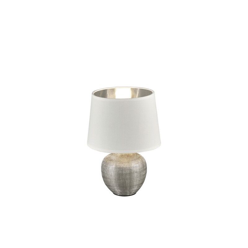 Ceramiczna lampa stołowa srebrna, Yet, z przełącznik