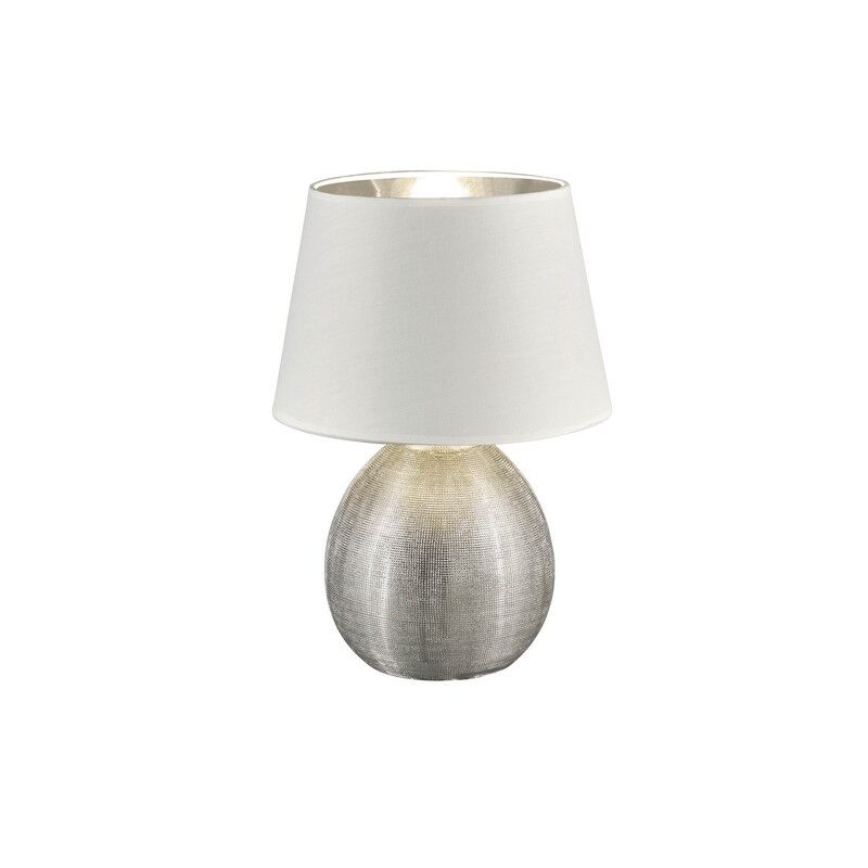 Ceramiczna lampa stołowa srebrna, Yet, z przełącznik