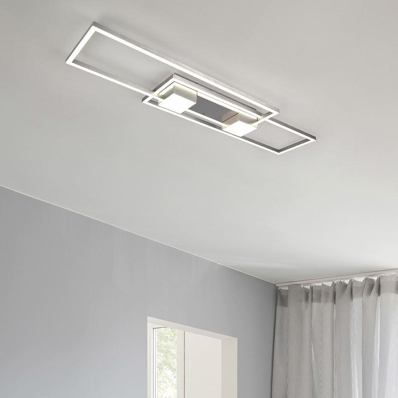 Niklowy plafon sufitowy design, Sohaib, 37W, regulowana ciepła do zimnej bieli LED, ściemniana w 3 krokach
