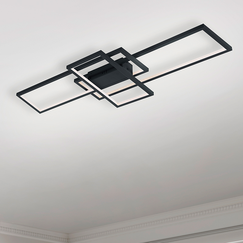 Antracytowy plafon sufitowy nowoczesny, Jetse, 36W, RGBW LED, z pilot