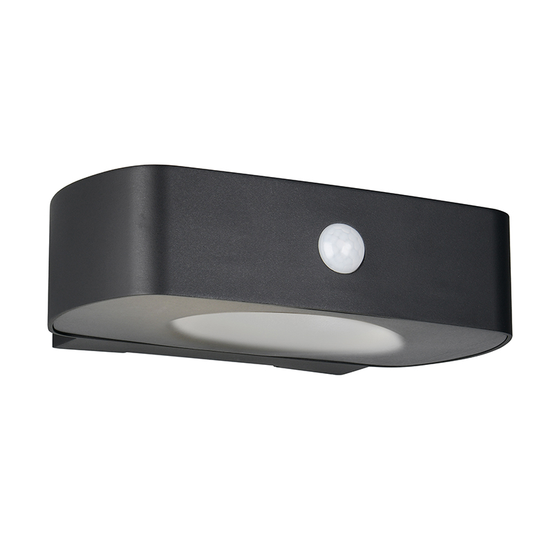 Czarny kinkiet solarny zewnętrzny nowoczesny, Pytsje, 6W, 4000K LED, IP44, z przełącznik