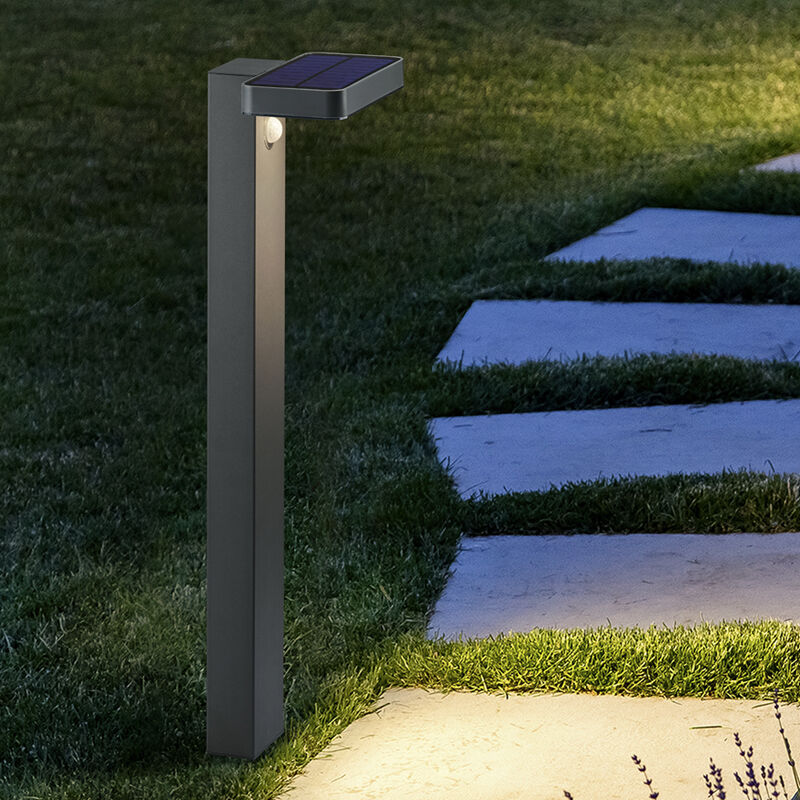 Antracytowa lampa podłogowa zewnętrzna z czujnikiem ruchu nowoczesna, Summer, 4,5W, 3000K LED, IP44