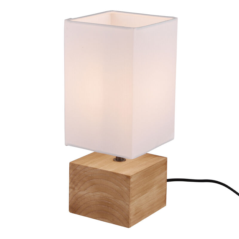 Drewniana lampa stołowa brązowa, Job, z przełącznik