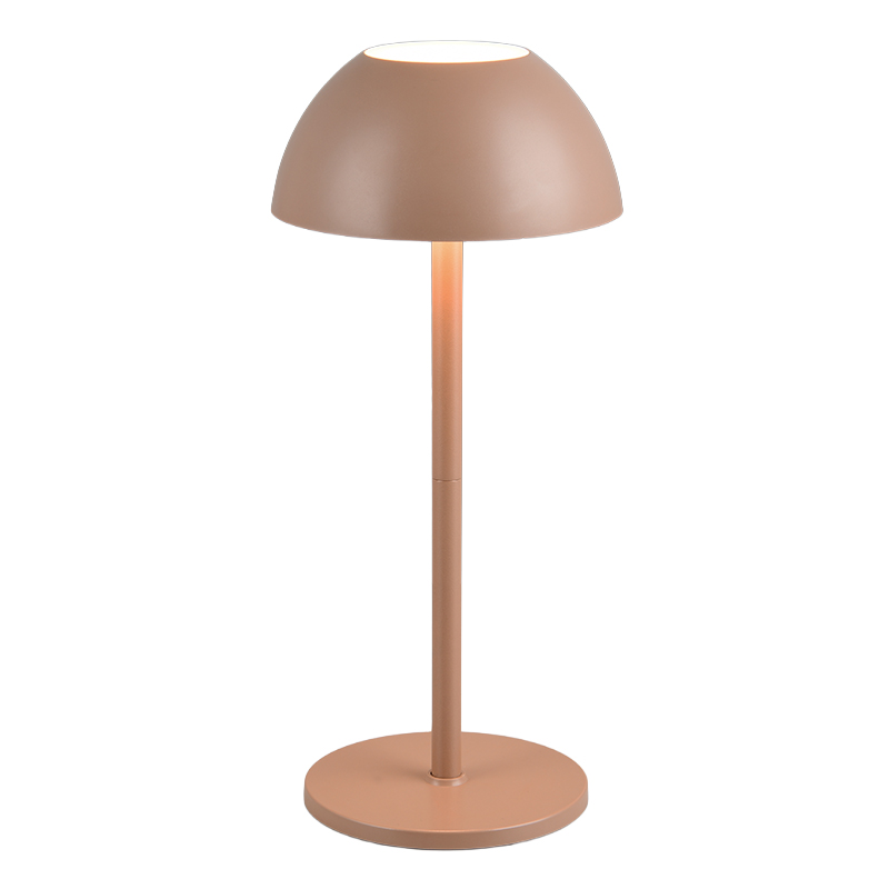 Brązowa akumulatorowa lampa stołowa zewnętrzna nowoczesna, Rakesh, 1,7W, 3000K LED, IP54, ściemniana w 3 krokach
