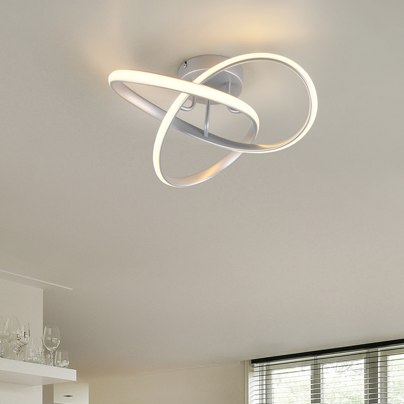 Srebrna lampa sufitowa design, Suat, 15W, 3000K LED