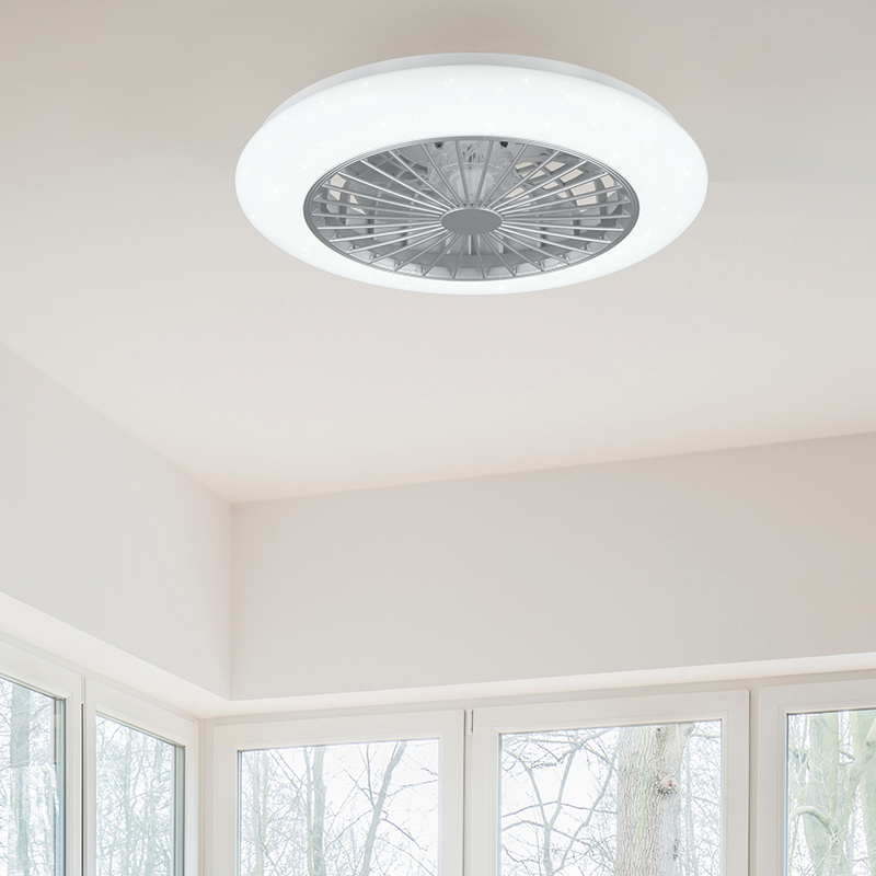 Szary wentylator sufitowy nowoczesny, Damyan, 30W, RGBW LED, z pilot