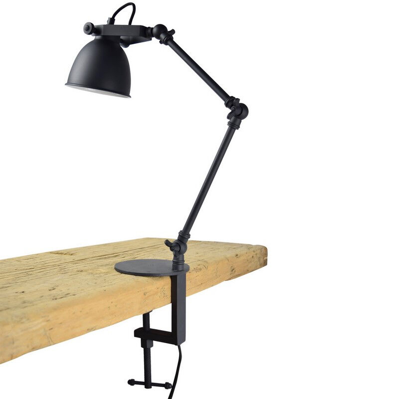 Industrialna lampa zaciskowa czarna, Morani, z przełącznik