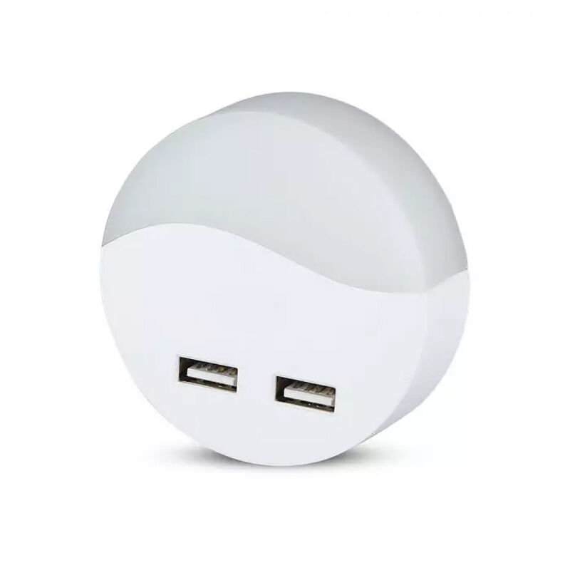 Plastikowa lampka nocna do kontaktu biała, Kyrill, 0,5W, 3000K LED