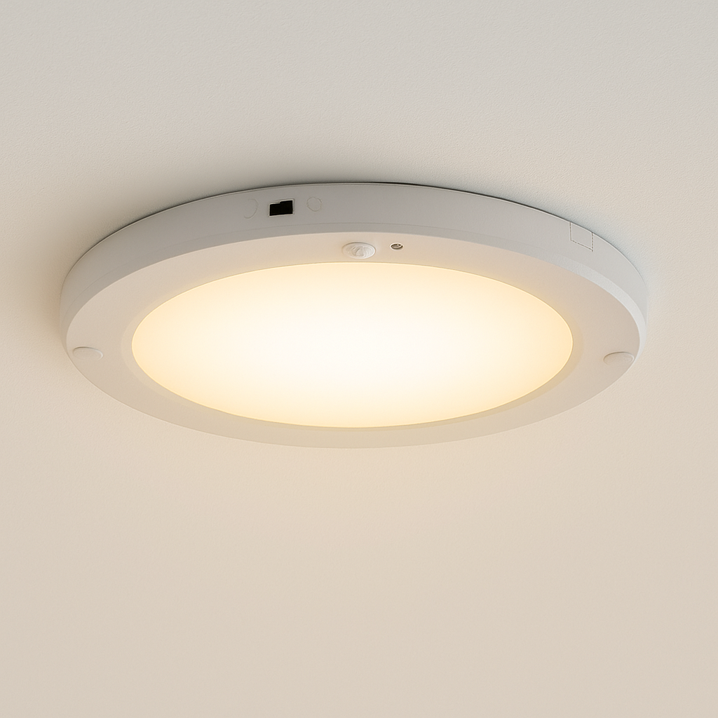 Plastikowa lampa sufitowa z czujnikiem biała, Luan, 20W, 3000K LED