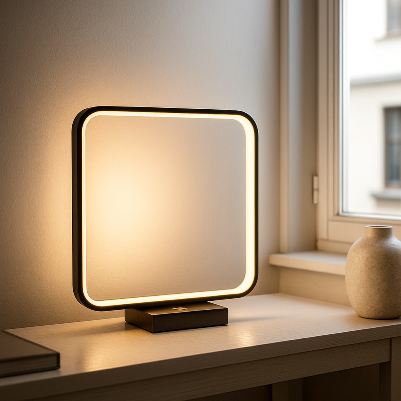Nowoczesna lampa stołowa czarna, Diogo, 8W, 3000K LED, z dotykowy ściemniacz