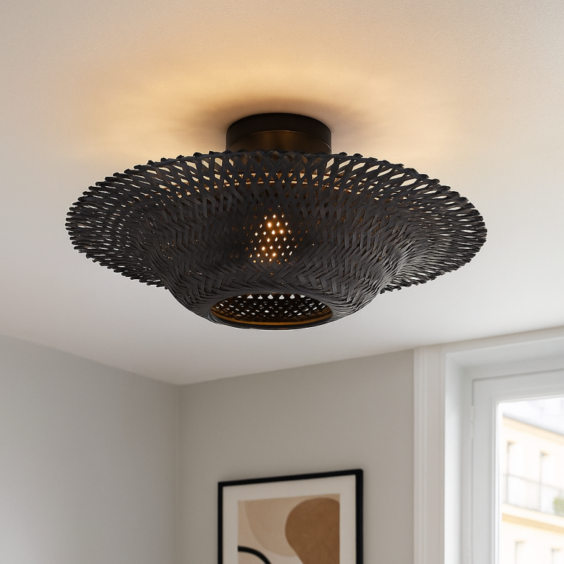 Rattanowy plafon sufitowy czarny, Cordoba Rattanowy plafon sufitowy czarny, Cordoba