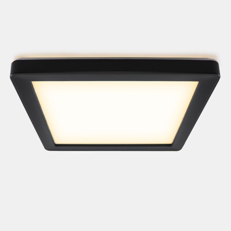 Plastikowa lampa łazienkowa sufitowa czarna, Shivani, 15W, 3000K LED, IP44 Plastikowa lampa łazienkowa sufitowa czarna, Shivani, 15W, 3000K LED, IP44