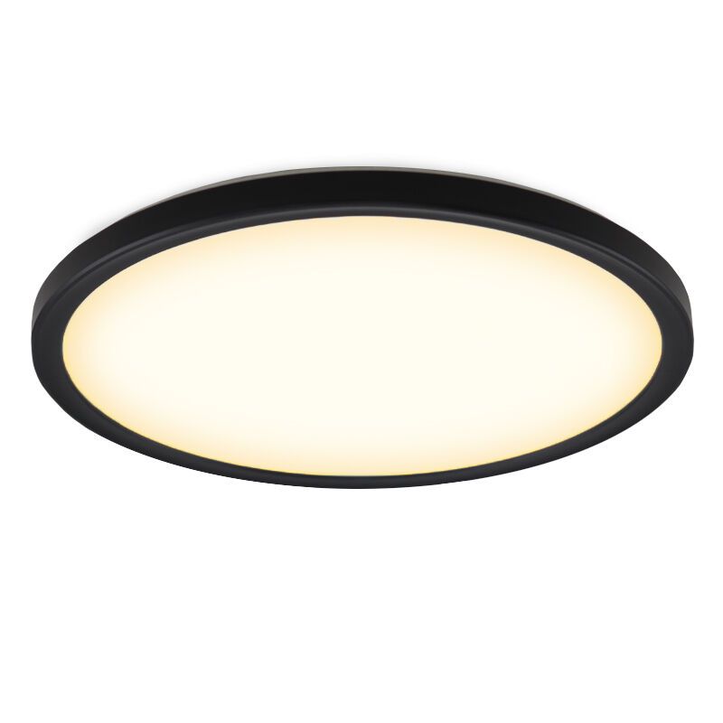 Plastikowy plafon sufitowy czarny, Shona, 18W, 3000K LED, ściemniana w 3 krokach Plastikowy plafon sufitowy czarny, Shona, 18W, 3000K LED, ściemniana w 3 krokach