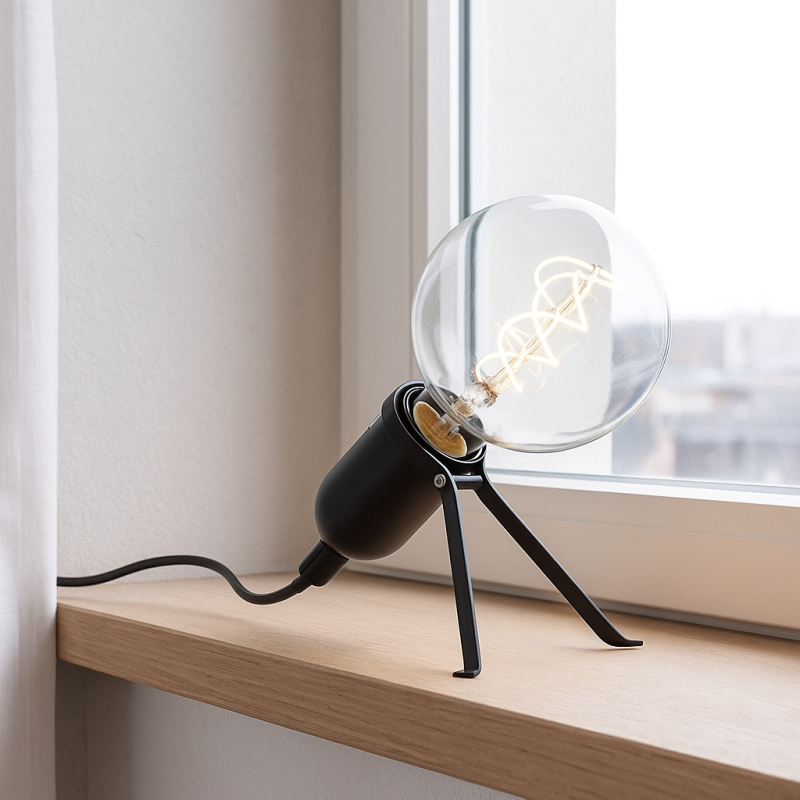 Metalowa lampa stołowa czarna, Gidon, z przełącznik