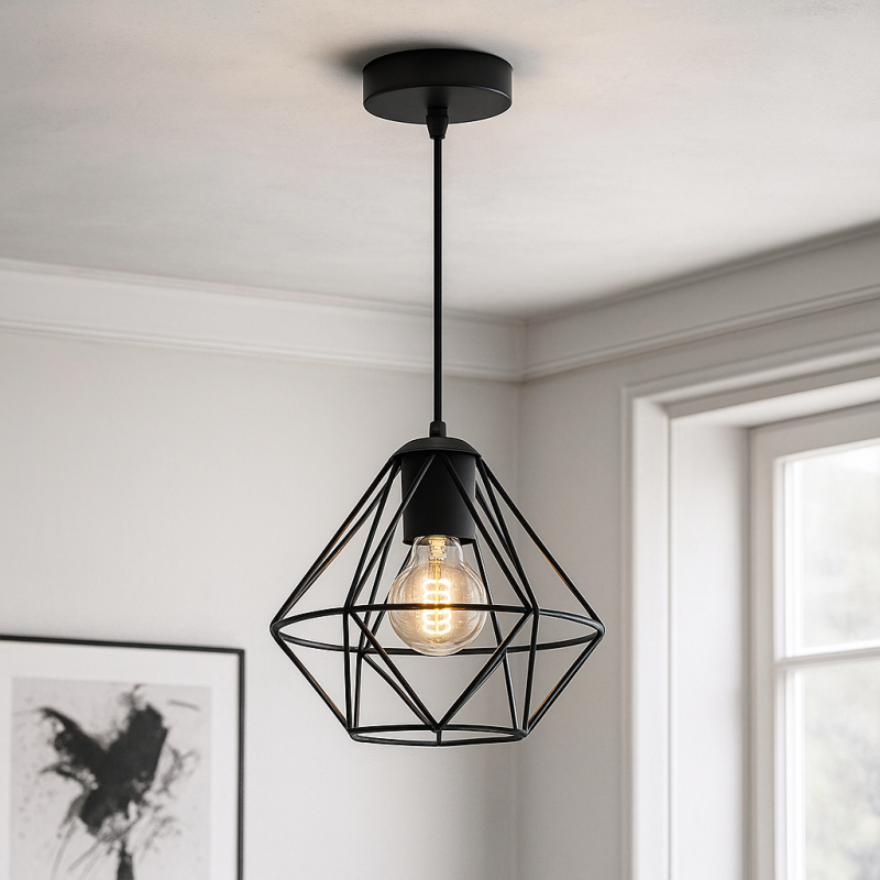 Industrialna lampa wisząca czarna, Jochem