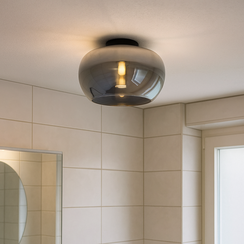 Design lampa łazienkowa sufitowa szara, Vidro, IP44