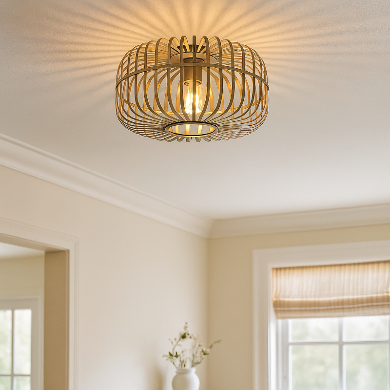 Industrialna lampa sufitowa złota, Tobi