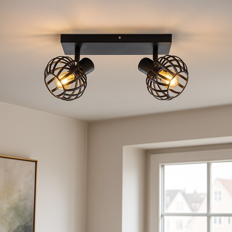 Industrialny spot sufitowy czarny, Lieve