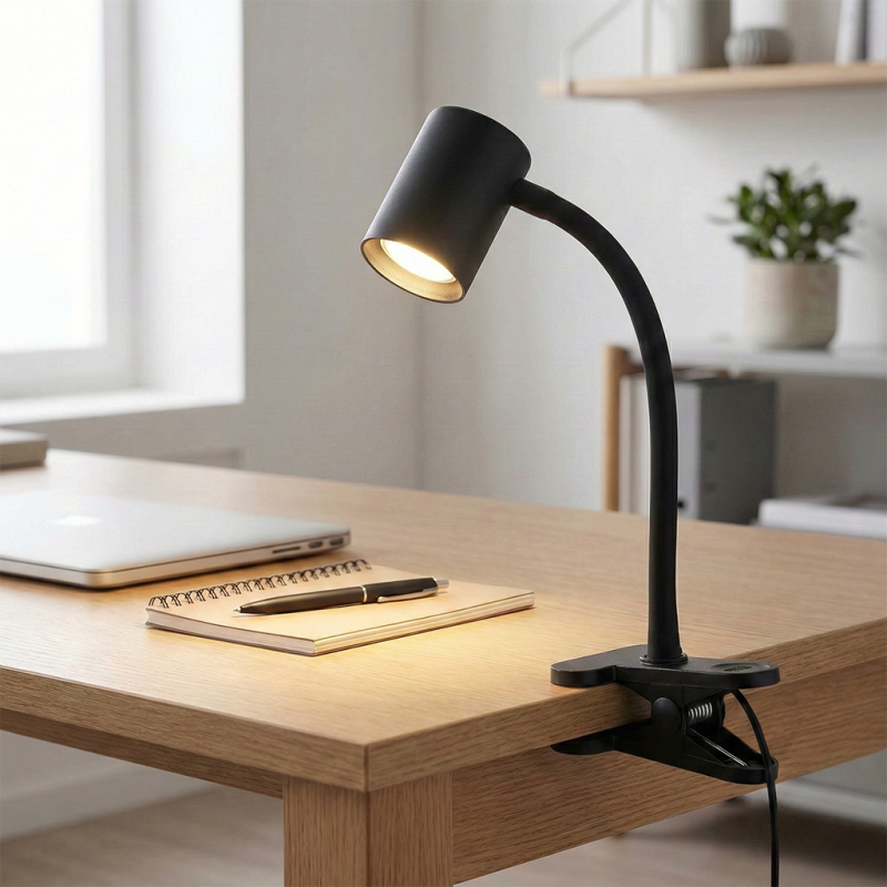 Nowoczesny reflektor z klamrą czarny, Elena, z przełącznik