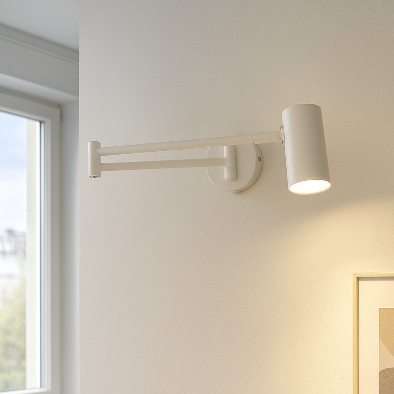 Nowoczesny reflektor ścienny biały, Elena, z przełącznik