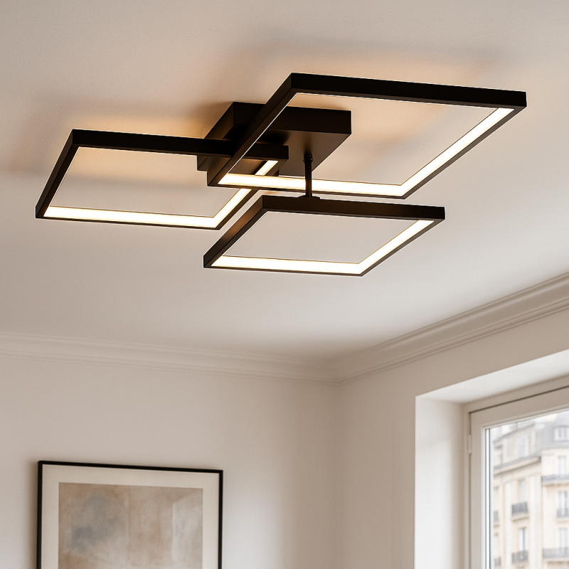 Nowoczesna lampa sufitowa czarna, Giorgio, 38W, 2700K LED