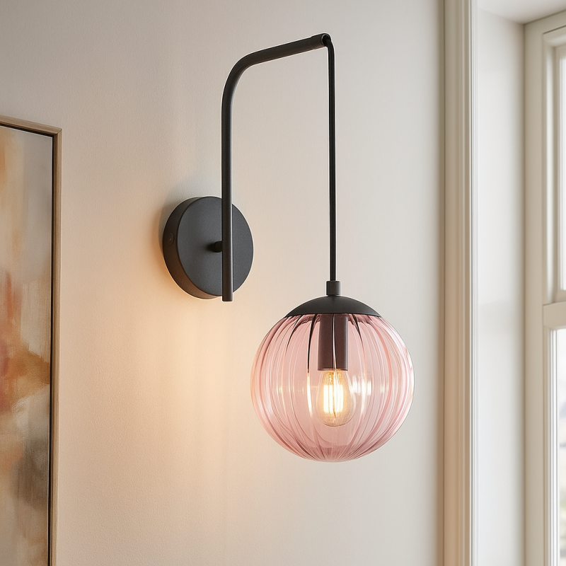 Retro kinkiet różowy, Rifka, z przełącznik