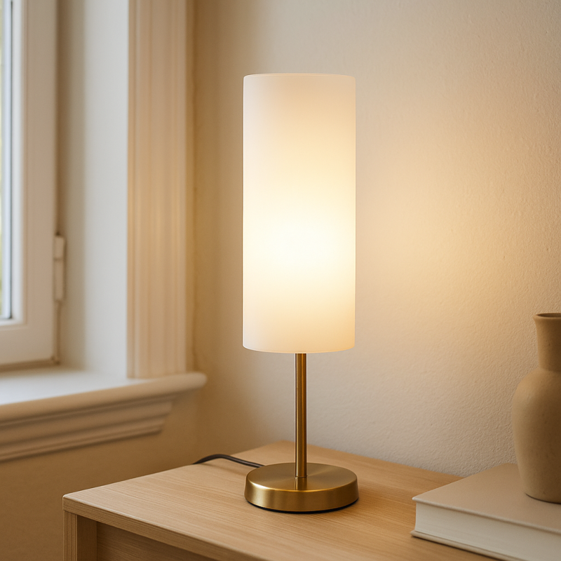 Nowoczesna lampa stołowa biała, Gaya, z przełącznik Nowoczesna lampa stołowa biała, Gaya, z przełącznik