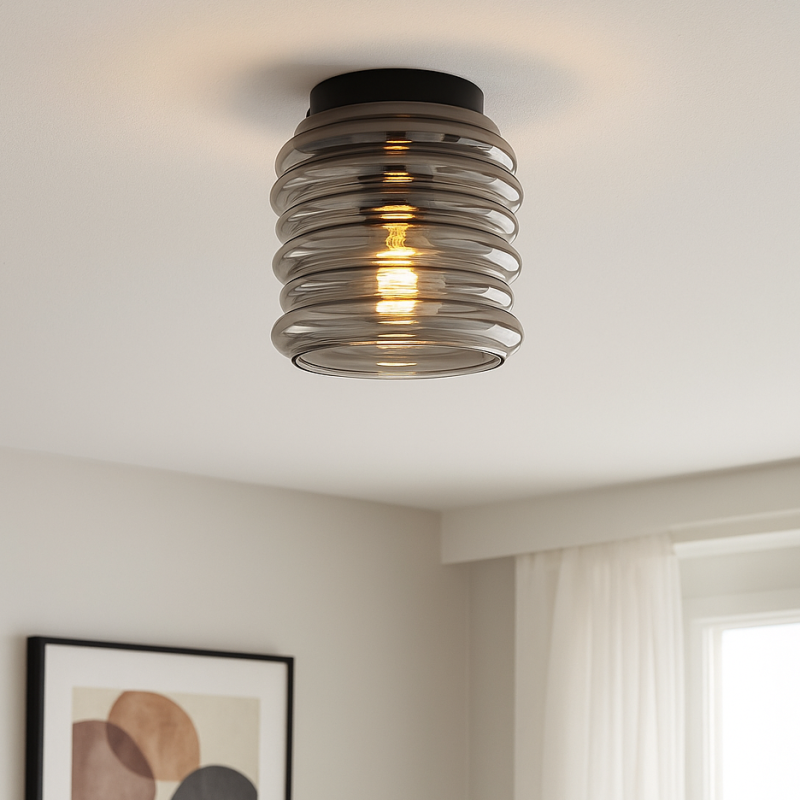 Szklana lampa sufitowa szara, Karen