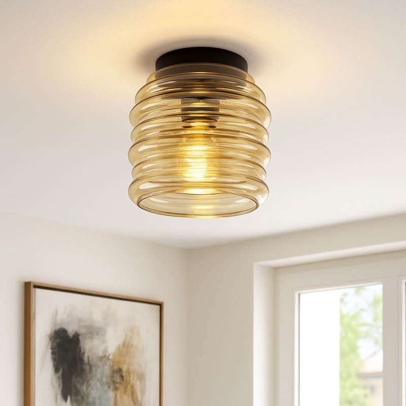Szklana lampa sufitowa bursztynowa, Karen