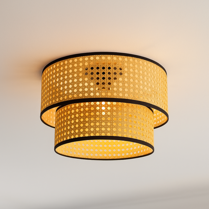 Rattanowa lampa sufitowa brązowa, Kirsten