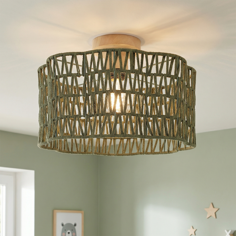Rustykalna lampa sufitowa zielona, Mickey