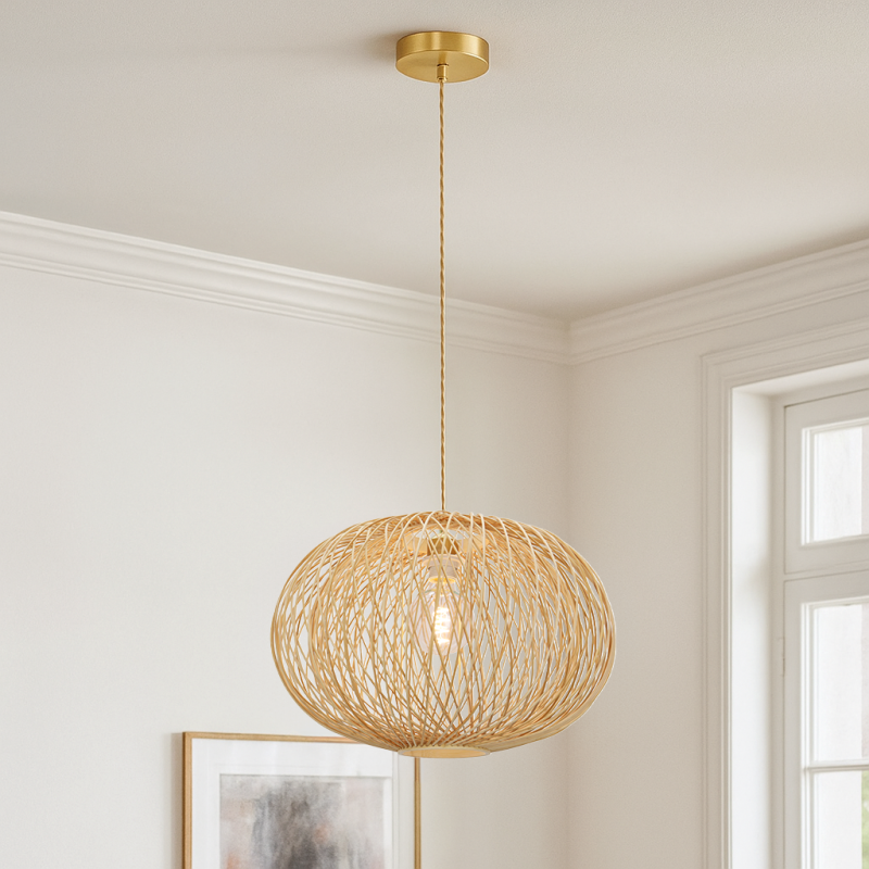 Bambusowa lampa wisząca brązowa, Florine