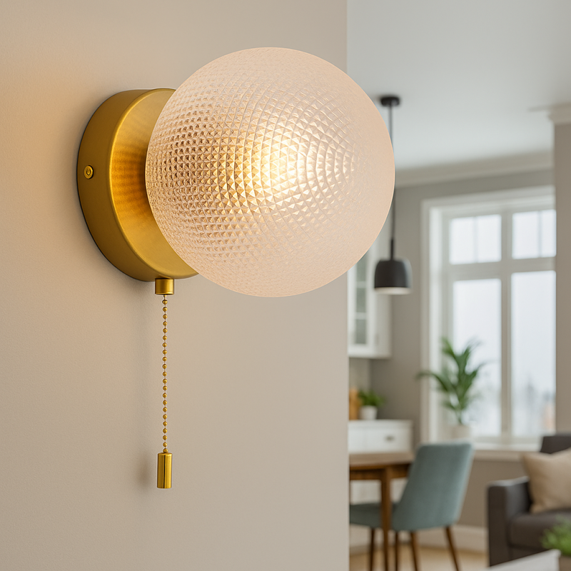 Retro kinkiet przezroczysty, Johnson, z przełącznik pociągowy