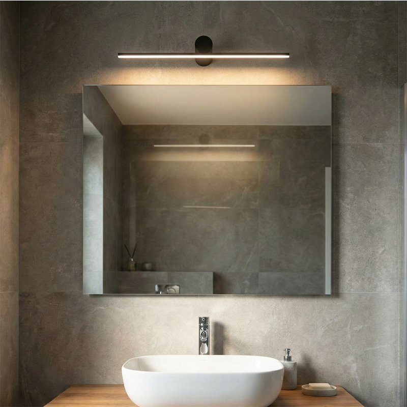 Nowoczesny oświetlenie lustra czarny, Haiko, 8W, 3000K LED, IP44 Nowoczesny oświetlenie lustra czarny, Haiko, 8W, 3000K LED, IP44
