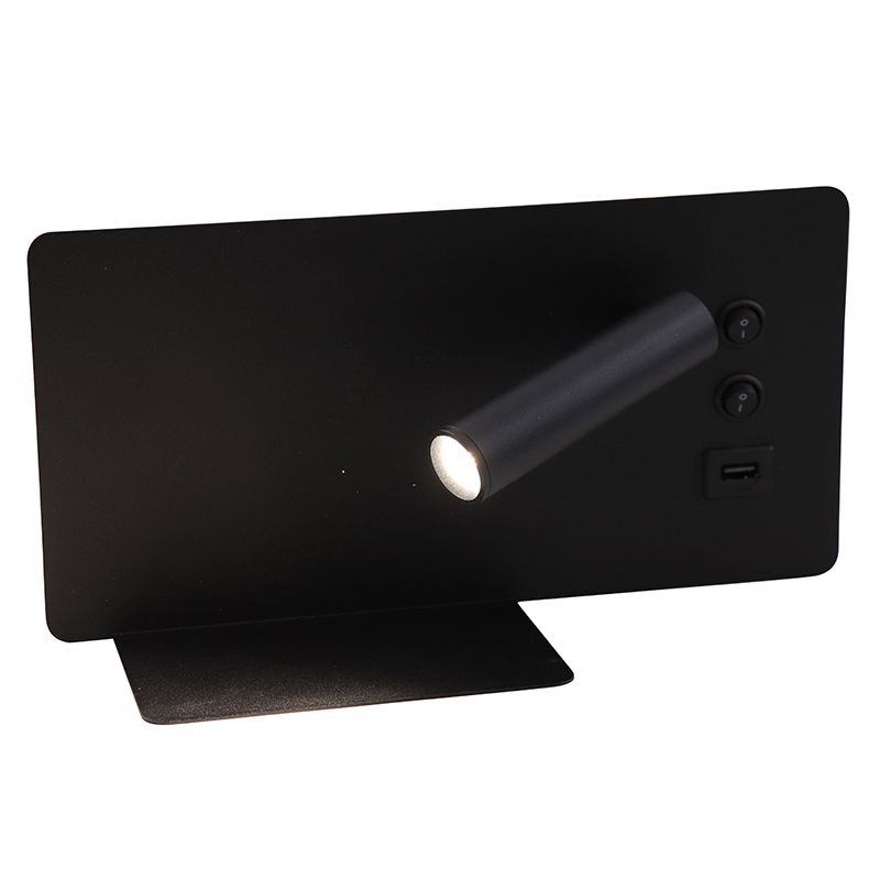 Nowoczesny kinkiet czarny, Stanley, 10W, 4000K LED, z przełącznik