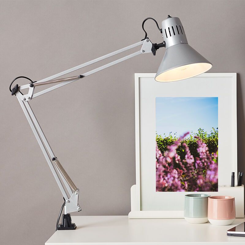 Metalowy reflektor z klamrą szary, Katharina, z przełącznik