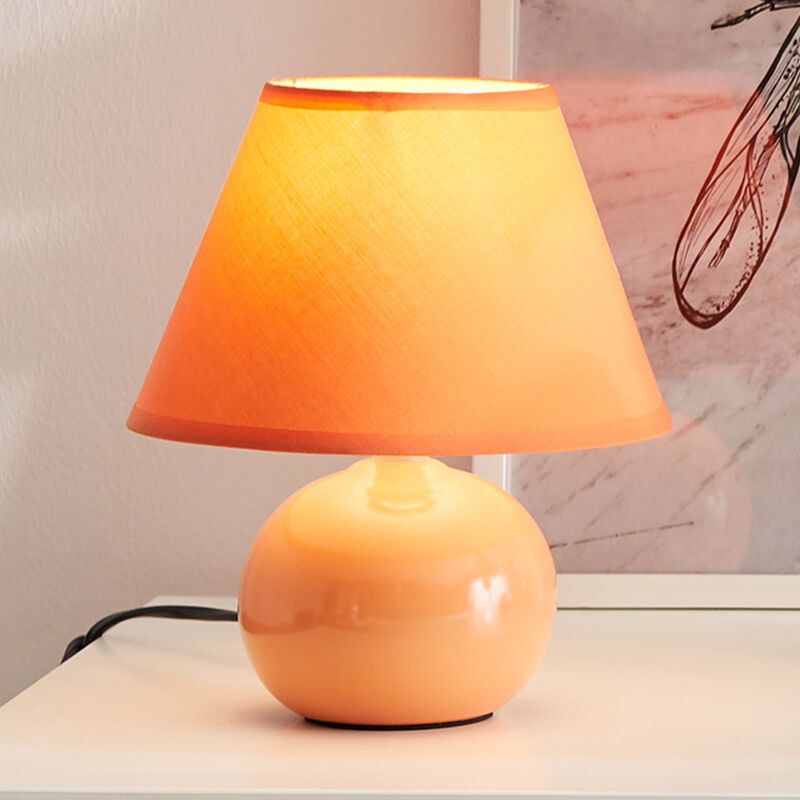 Ceramiczna lampa stołowa pomarańczowa, Pilar, z przełącznik Ceramiczna lampa stołowa pomarańczowa, Pilar, z przełącznik