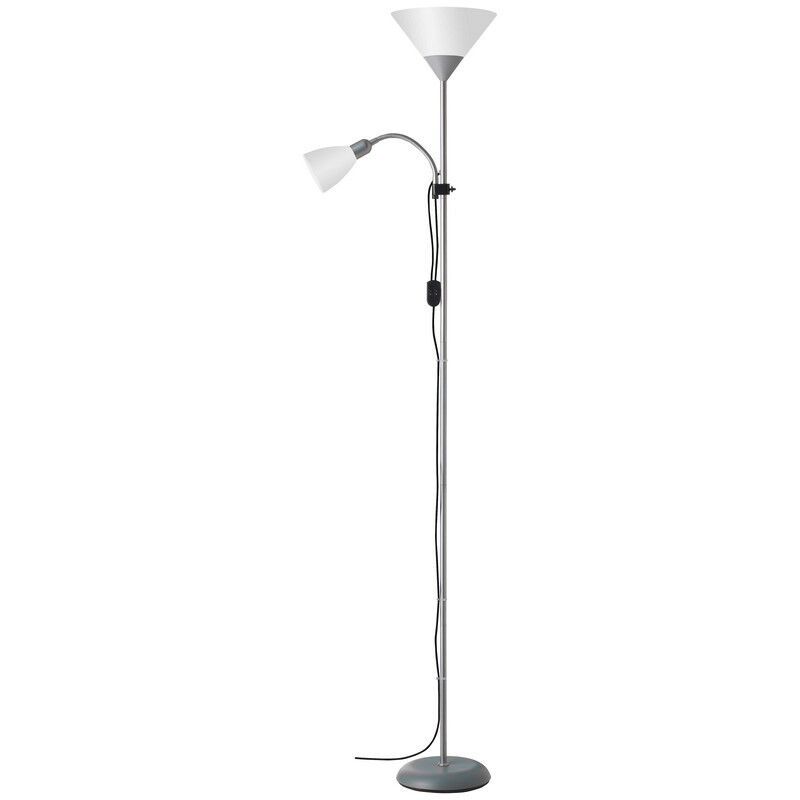 Aluminiowa lampa do czytania stojąca srebrna, Josephina, z przełącznik Aluminiowa lampa do czytania stojąca srebrna, Josephina, z przełącznik