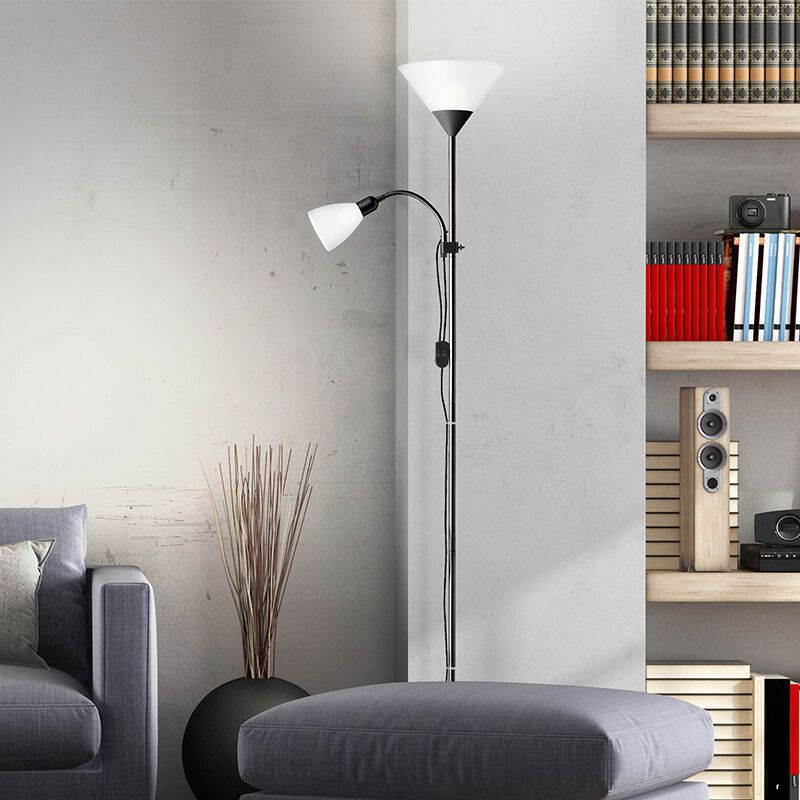 Aluminiowa lampa do czytania stojąca czarna, Josephina, z przełącznik
