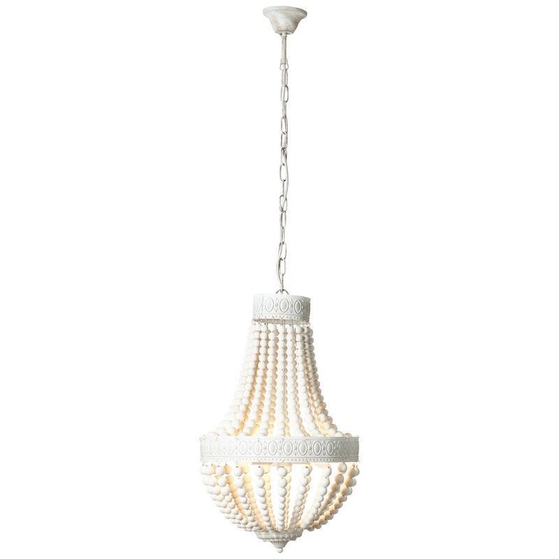 Drewniana lampa wisząca biała, Nikki Drewniana lampa wisząca biała, Nikki