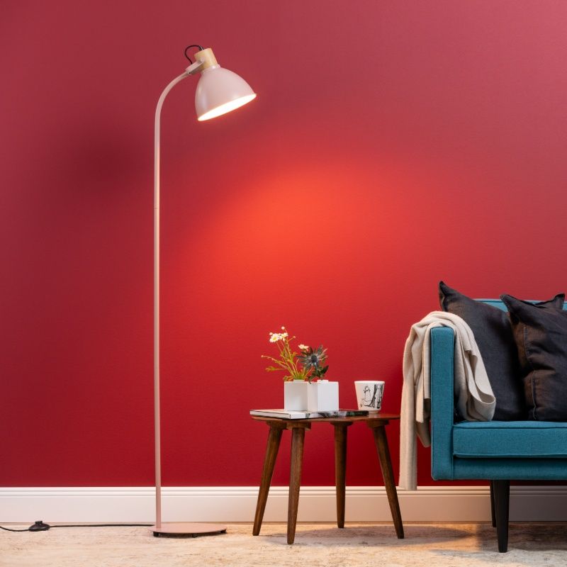 Rustykalna lampa stojąca różowa, Thalina, z przełącznik Rustykalna lampa stojąca różowa, Thalina, z przełącznik