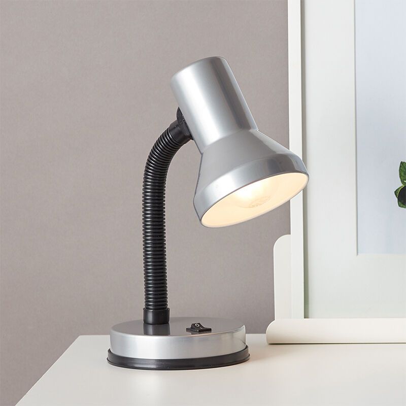 Plastikowa lampa biurkowa szara, Loet, z przełącznik Plastikowa lampa biurkowa szara, Loet, z przełącznik