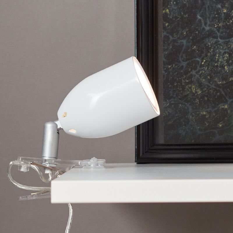 Plastikowy reflektor z klamrą biały, Keke, z przełącznik