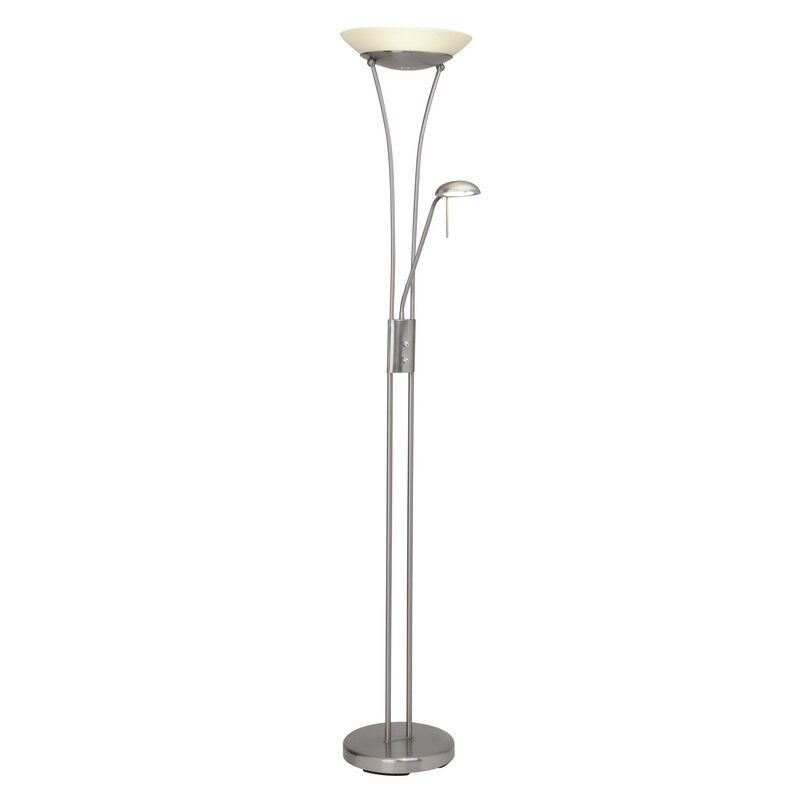 Szklana lampa do czytania stojąca chromowana, Ivan, 18W, 3000K LED, z przełącznik