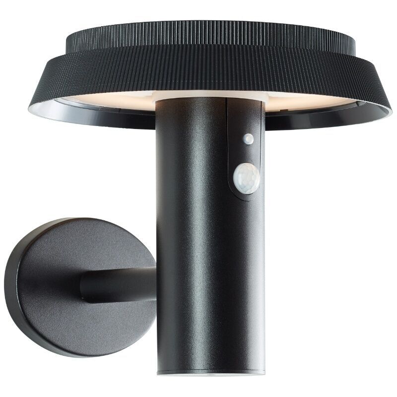 Metalowy kinkiet solarny zewnętrzny czarny, Ridvan, 4W, 3000K LED, IP44 Metalowy kinkiet solarny zewnętrzny czarny, Ridvan, 4W, 3000K LED, IP44