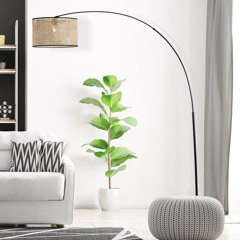 Rustykalna lampa stojąca beżowa, Emmelie, z przełącznik Rustykalna lampa stojąca beżowa, Emmelie, z przełącznik